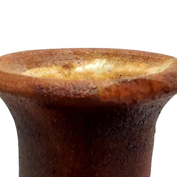 Modernist Ceramic Bottle Neck Vase Scandinavian Brown Signed Pottery Denise 1977 - Picture 7 of 13